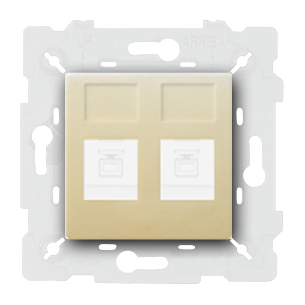  Розетка телефон компьютер RJ11 / RJ45 UTP 6 категории Fede Vintage Wood Бежевый (в сборе)